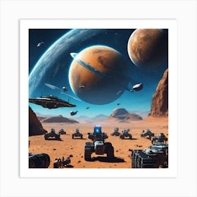 Spaceships On Mars Art Print