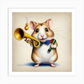 Hamster Playing Trumpet 3 Art Print