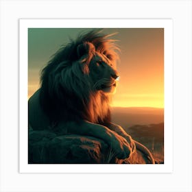 Lion At Sunset Art Print