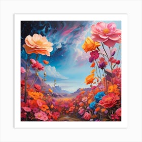 Flowers In The Sky Art Print Art Print