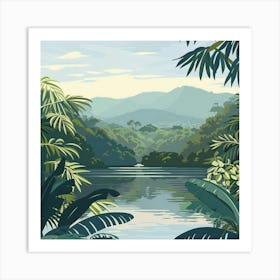 Tropical Jungle Landscape Art Print