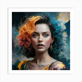 'The Girl With The Colorful Hair' Art Print