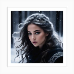 Beautiful Girl In The Snow Art Print