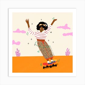 Skateboarder Girl Art Print