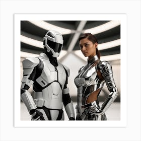 Futuristic Woman And Man 2 Art Print