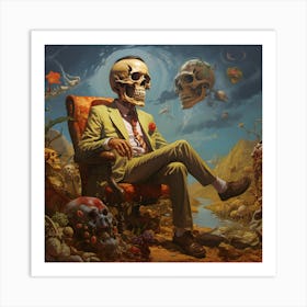 Skeleton In The Chair Art Print