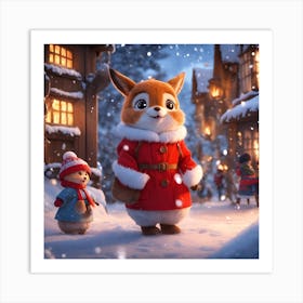 A Tale of a Cat Delighting in the Crisp Cold Snow Art Print