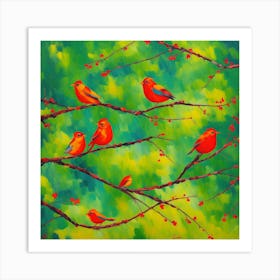 Birds On A Branch Art Print