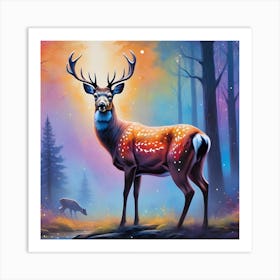 Deer In The Forest 3 Art Print