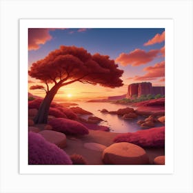 Sunset In The Desert Art Print