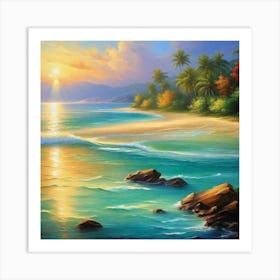 Sunset On The Beach 76 Art Print