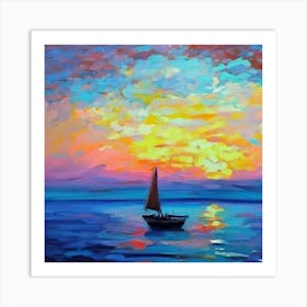 Sailboat At Sunset Art Print