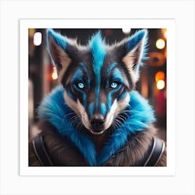 Wolf With Blue Eyes 1 Art Print