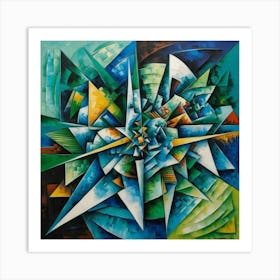 Leonardo Phoenix A Vibrant And Fragmented Cubist Artwork Art Print