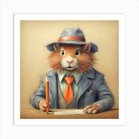 Hamster In Business Suit Art Print