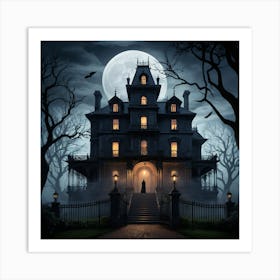 Haunted Victorian Mansion At Twilight Art Print