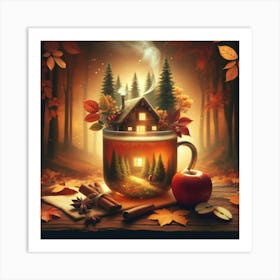 Autumn House In A Cup Art Print