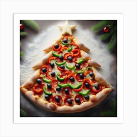 Pizza Christmas Tree Art Print