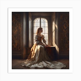 Lady By The Window Art Print