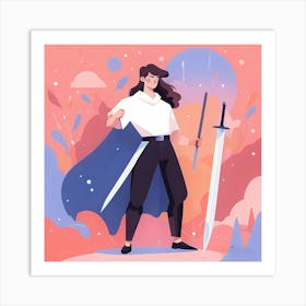 Girl With Sword Art Print