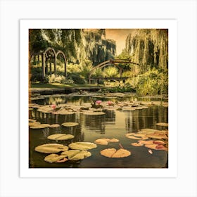 Vintage Blooms Claude Monet Garden In Full Splendor (5) Art Print