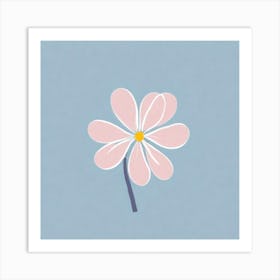 A White And Pink Flower In Minimalist Style Square Composition 143 Art Print