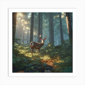 Deer In The Woods 67 Art Print