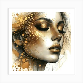 Gold Splatter Painting Art Print