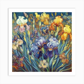 Iris Garden Vincent Van Gogh Art Print Art Print