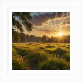 Sunrise In The Meadow Art Print