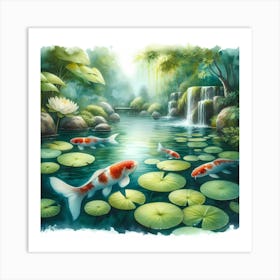 Koi Fish In The Pond Art Print