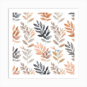 Watercolor Leaves Pattern Art Print