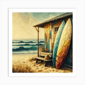 Surfboards On The Beach Art Print