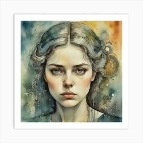 Young Woman With Blue Hair Art Print