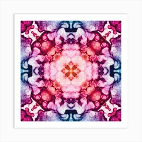 Abstraction Blue Red Watercolor Flower Four Leaf Clover 1 Art Print