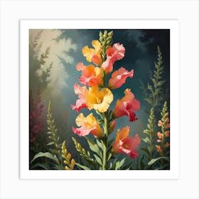 Snapdragon Floral Botanical Vintage Poster Flower Art Print 3 Art Print