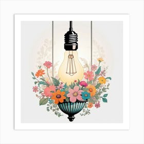 Light Bulb With Flowers 2 Art Print