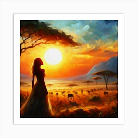 African Sunset Painting Art Print