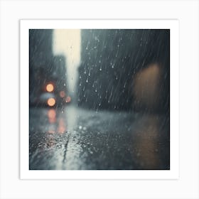 Rainy City Street Art Print