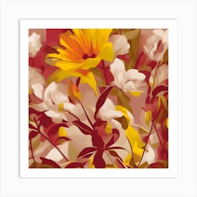 Yellow And White Flowers Art Print