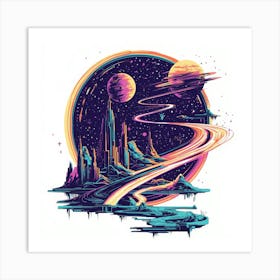 Space City.Generated AI. Wall Art Print 6 Affiche