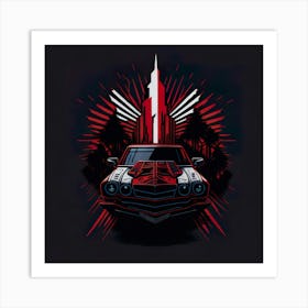 Car Red Artwork Of Graphic Design Flat (85) Art Print