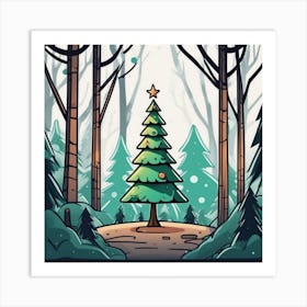 Christmas Tree In The Forest 112 Art Print