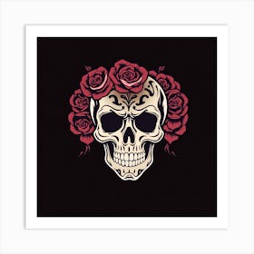 Skull With Roses 4 Art Print