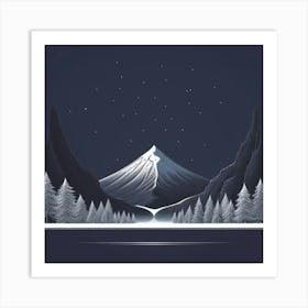 Mountain Landscape At Night Art Print