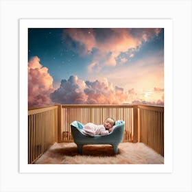 A Photo Of A Newborn Baby Sleeping In A Crib 3 Art Print