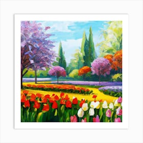 a flower garden in spring 3 Art Print