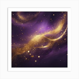 Purple And Gold Glitter Abstract Background Art Print