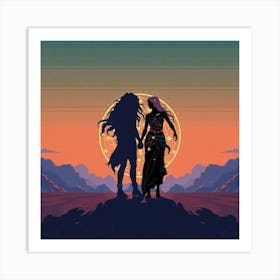 Two Lovers In The Sunset 2 Art Print