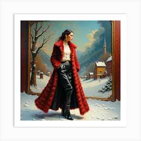 Woman In A Red Coat Art Print